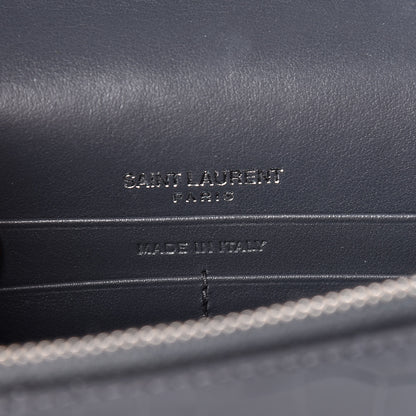 Saint Laurent Calfskin Crocodile Embossed Kate Monogram Tassel Chain Wallet Dark Smog 6 of 11