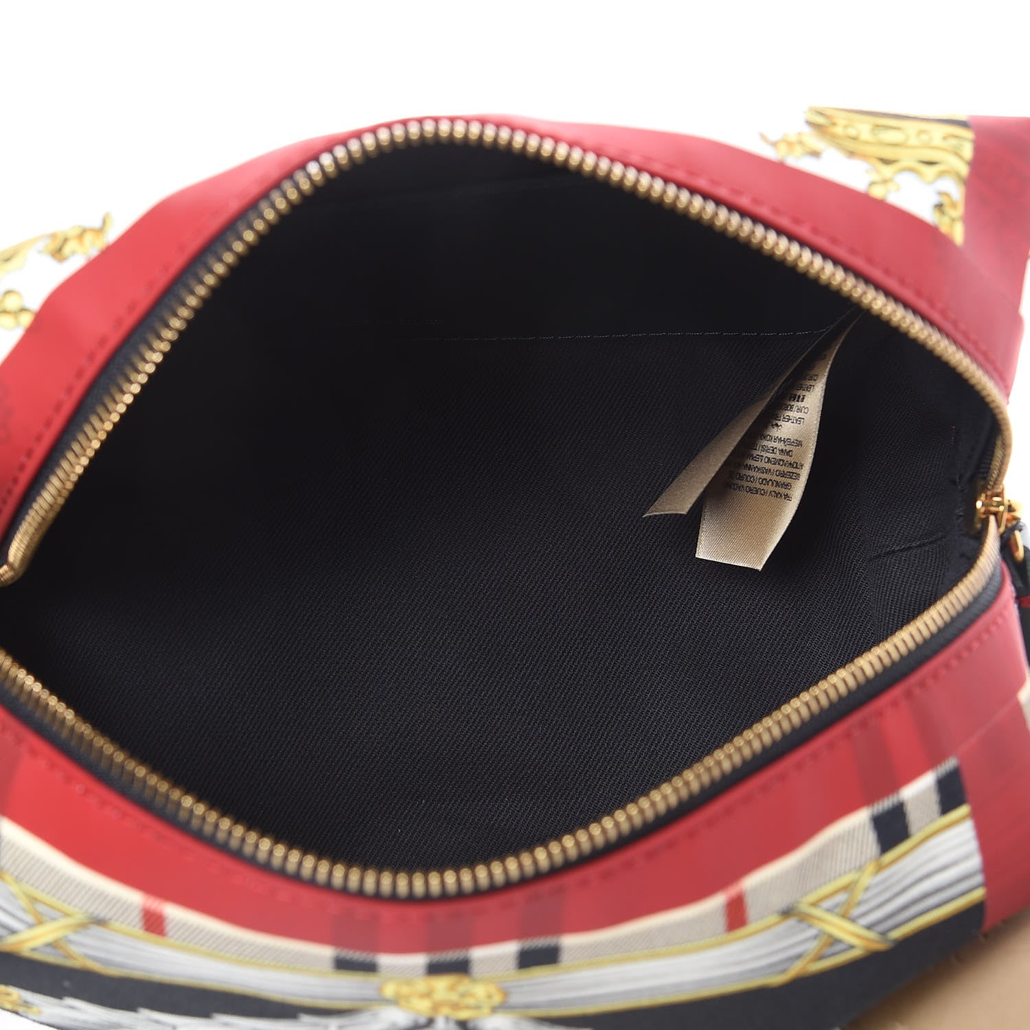 Burberry Canvas Vintage Check Printed Silk Washbag Dark Forest Green Burgundy 5 of 10