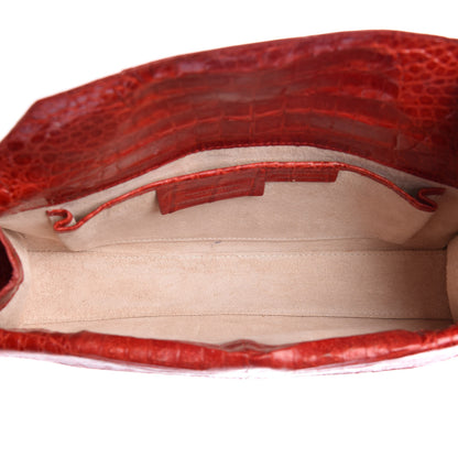 Nancy Gonzalez Crocodile Foldover Clutch Red 5 of 12