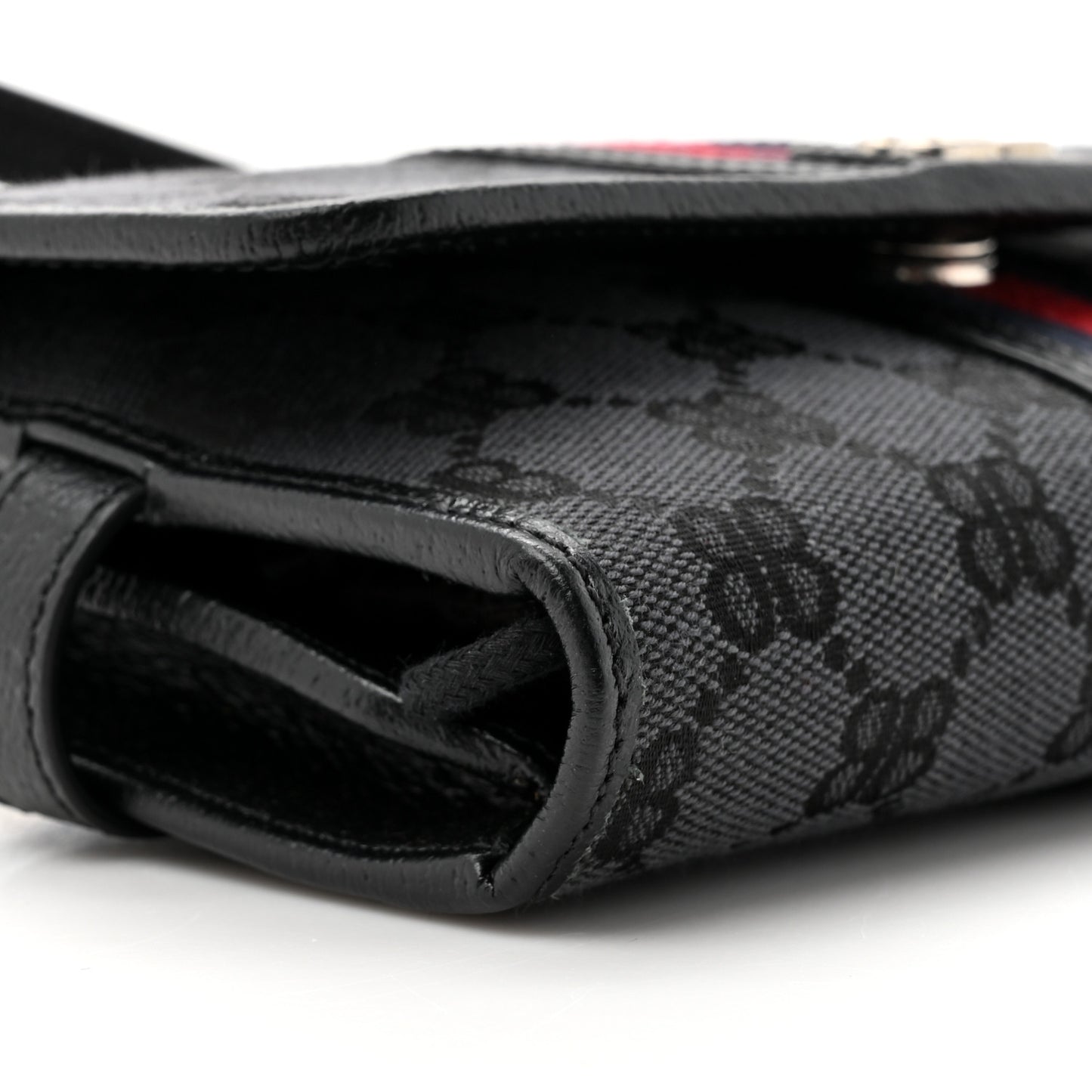 X BALENCIAGA BB Monogram Web Ophidia Crossbody Wallet Black