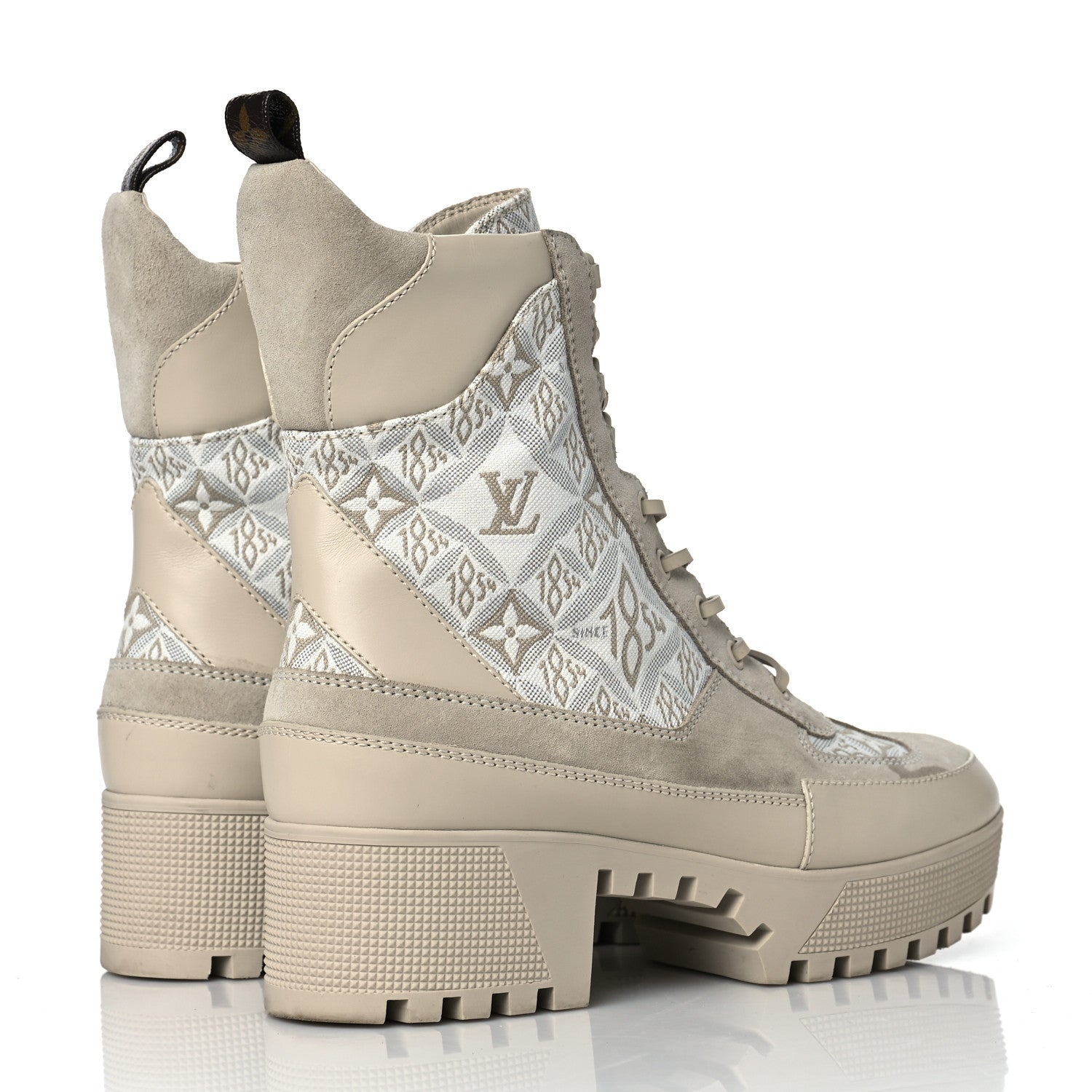 Louis Vuitton Suede Calfskin Jacquard Since 1854 Laureate Platform Desert Boots 39.5 Beige 4 of 7