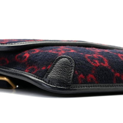 Gucci Covered Wool GG Monogram Slim Belt Bag Navy Red 6 of 10