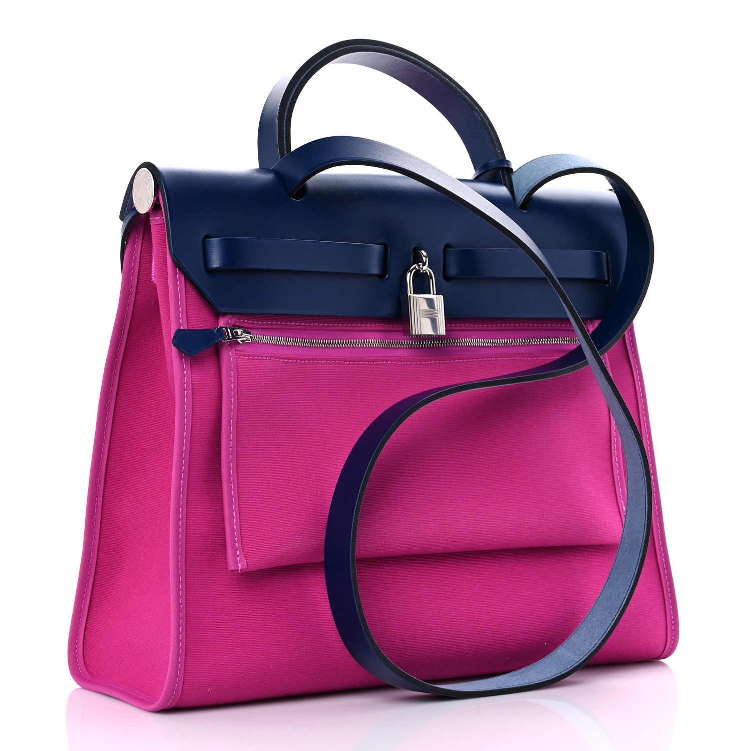 Hermes Vache Hunter Toile Officier Herbag Zip 31 PM Magnolia Bleu Saphir 4 of 11