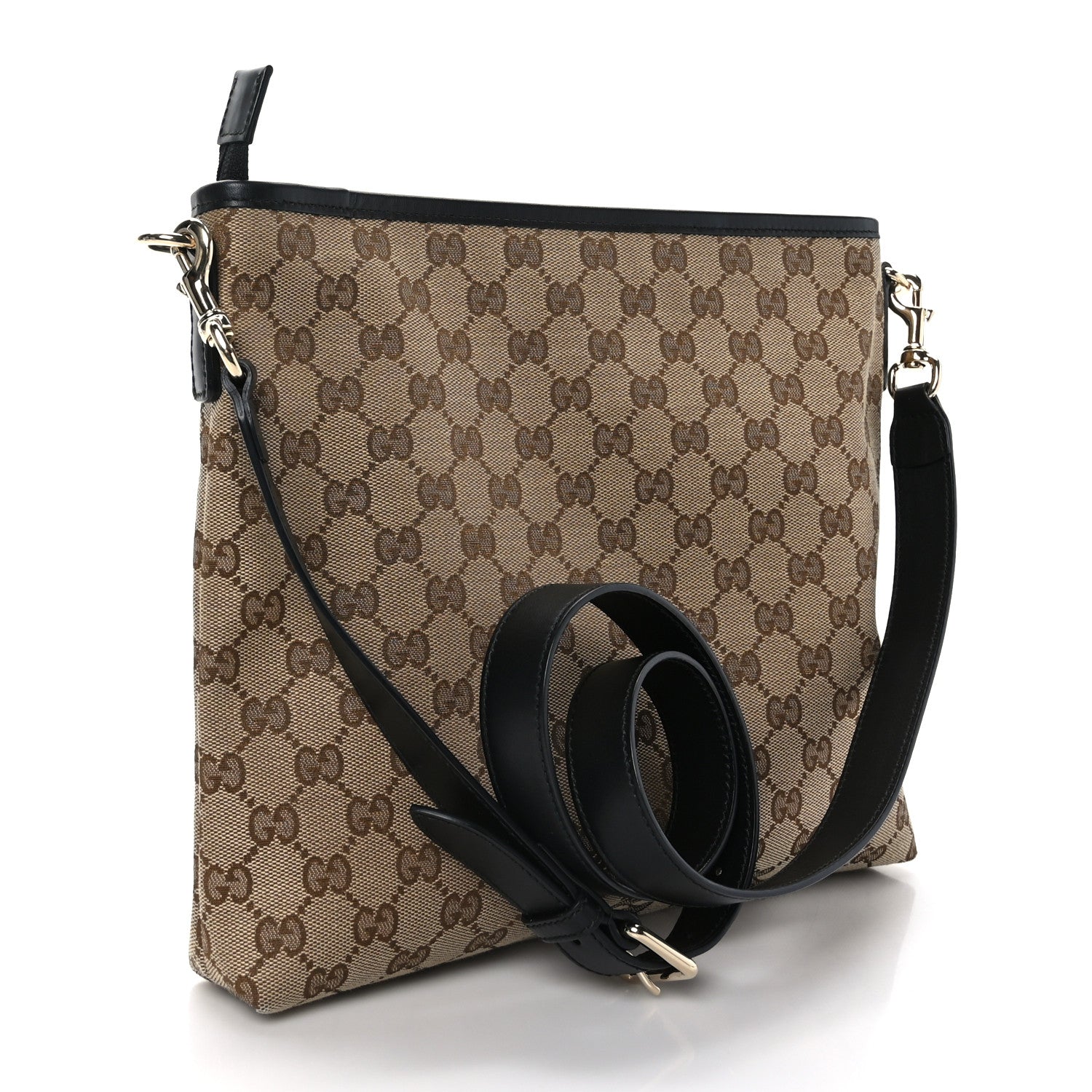 Gucci GG Monogram Web Flat Messenger Bag Black 3 of 9
