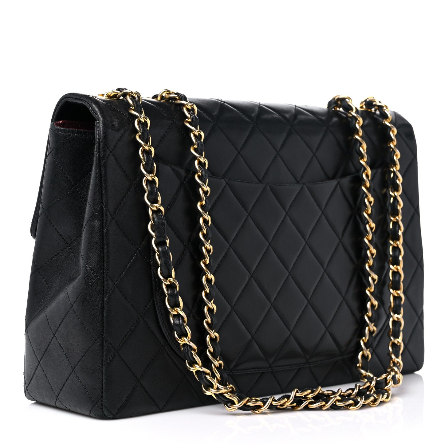 Lambskin Quilted XL Jumbo Single Flap Black