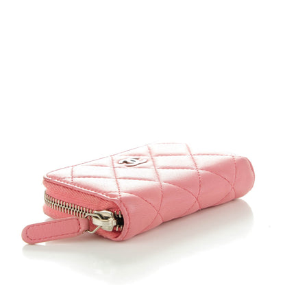 Chanel Lambskin Quilted Zip Around Coin Purse Wallet Pink 4 of 7