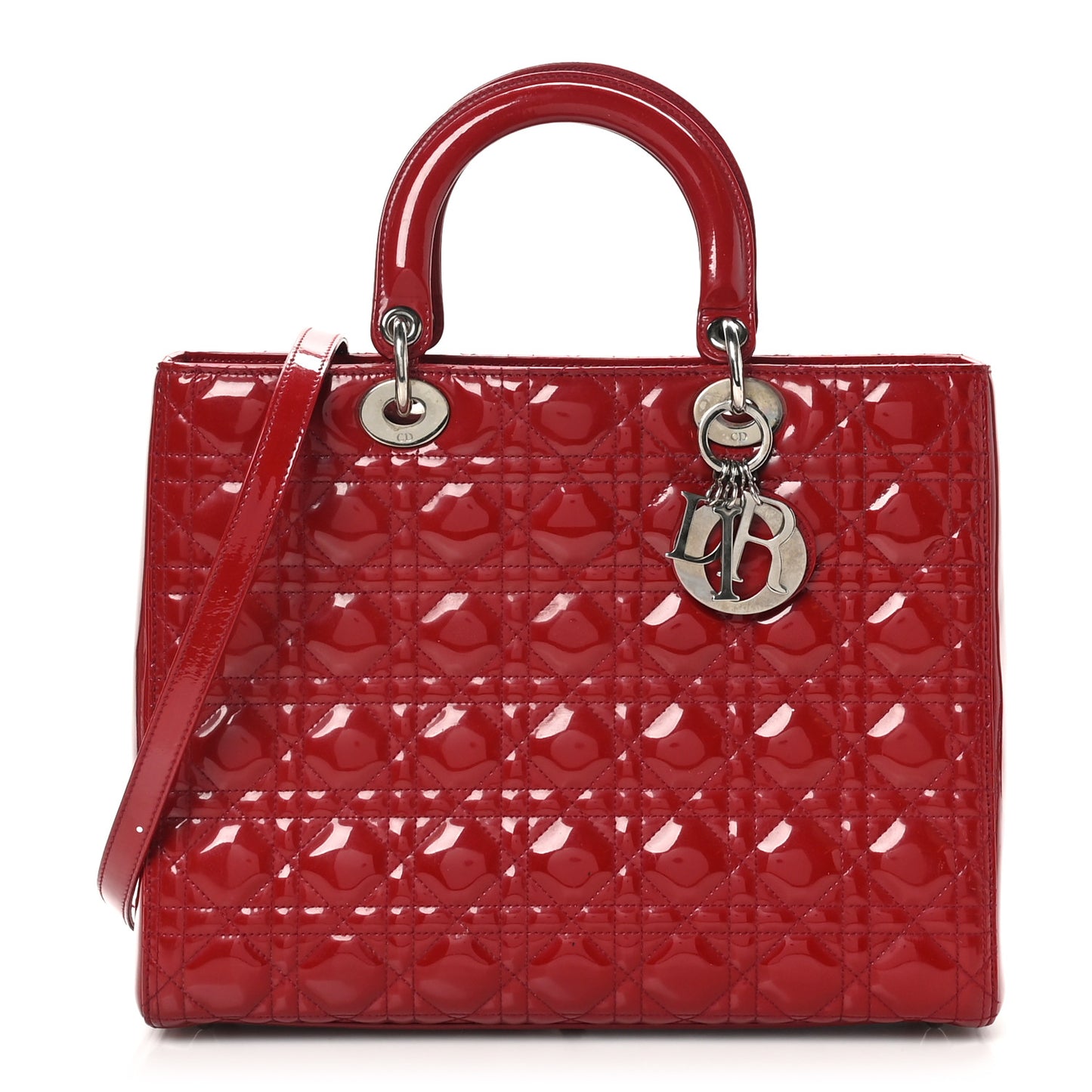 Patent Cannage Large Lady Dior Fuchsia