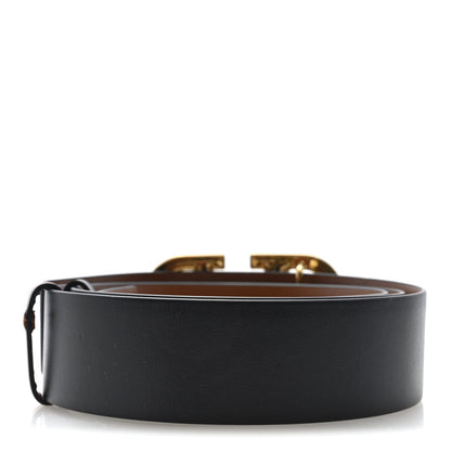 Valentino Garavani Glossy Calfskin VLogo Reversible 100 40 Belt Saddle Brown Black 3 of 7