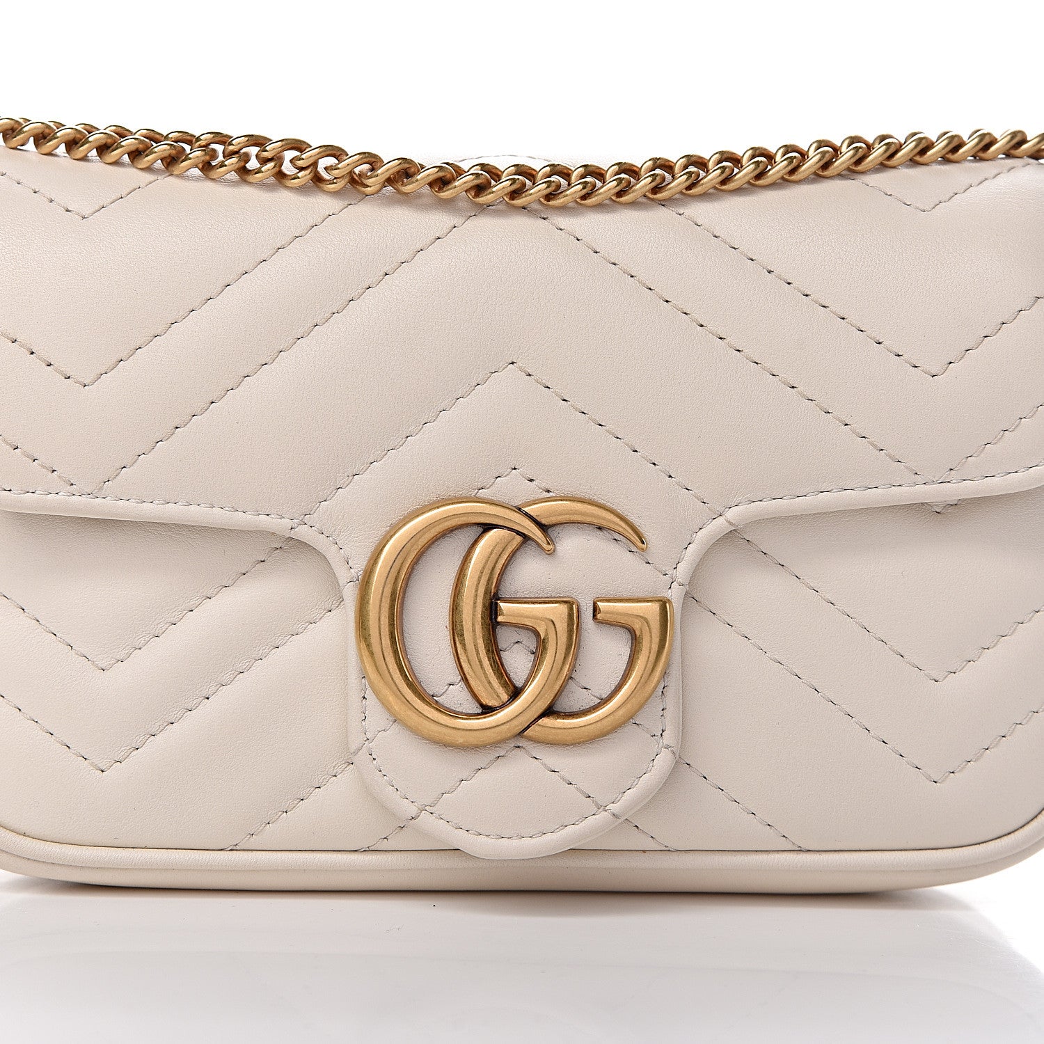 Gucci Calfskin Matelasse Super Mini GG Marmont Shoulder Bag White 11 of 12