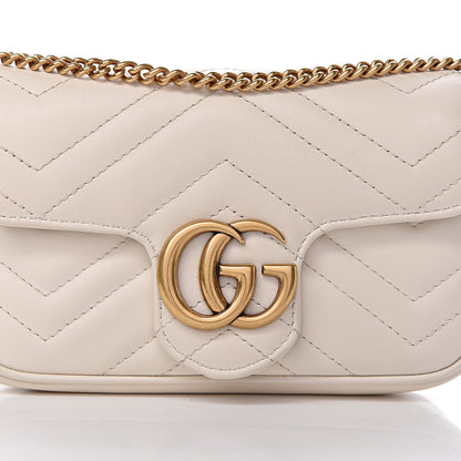 Gucci Calfskin Matelasse Super Mini GG Marmont Shoulder Bag White 11 of 12