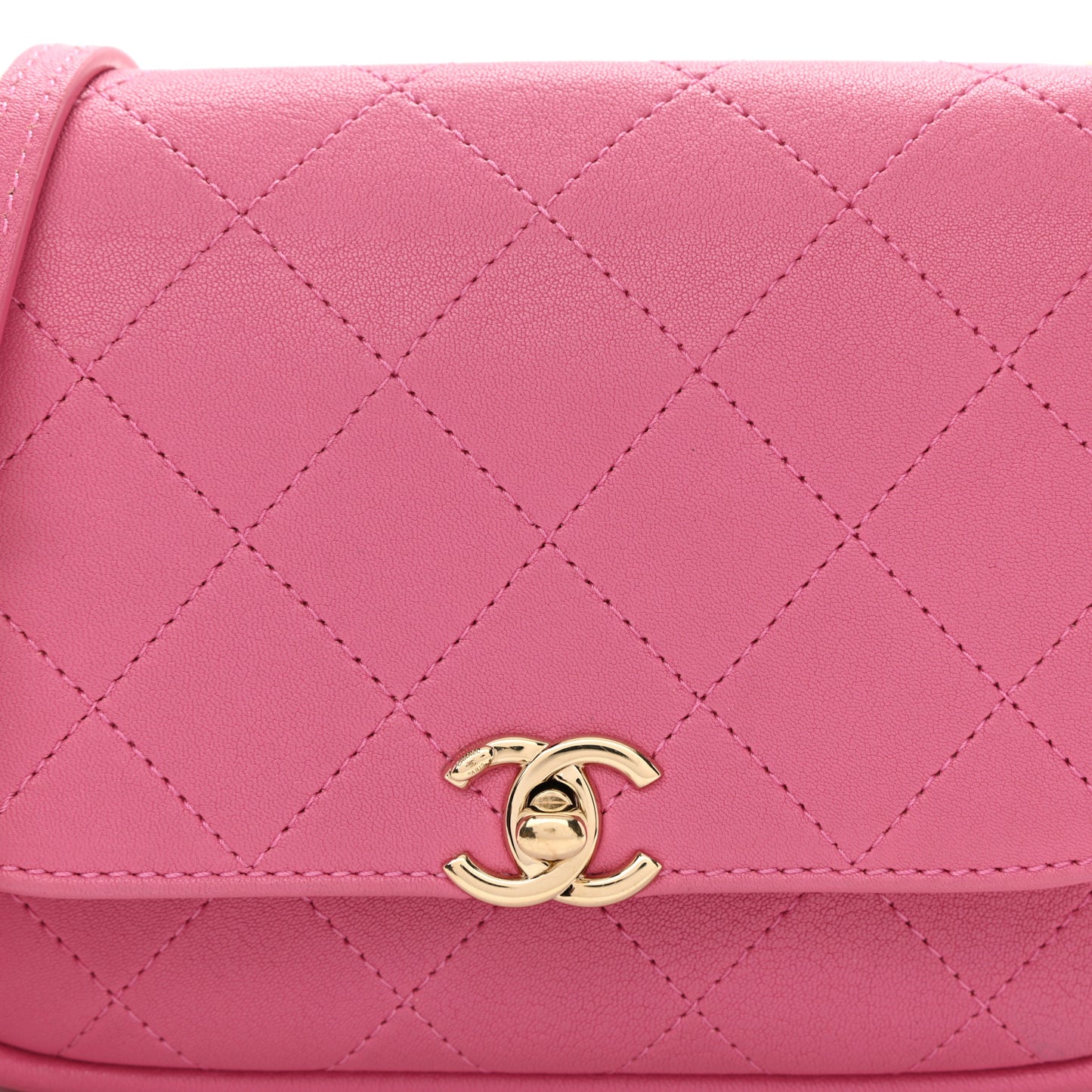 Goatskin Stitched Casual Trip Single Flap Pink