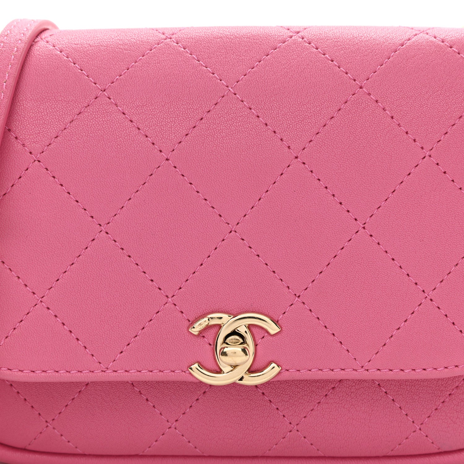 Chanel Goatskin Stitched Casual Trip Single Flap Pink 8 of 8