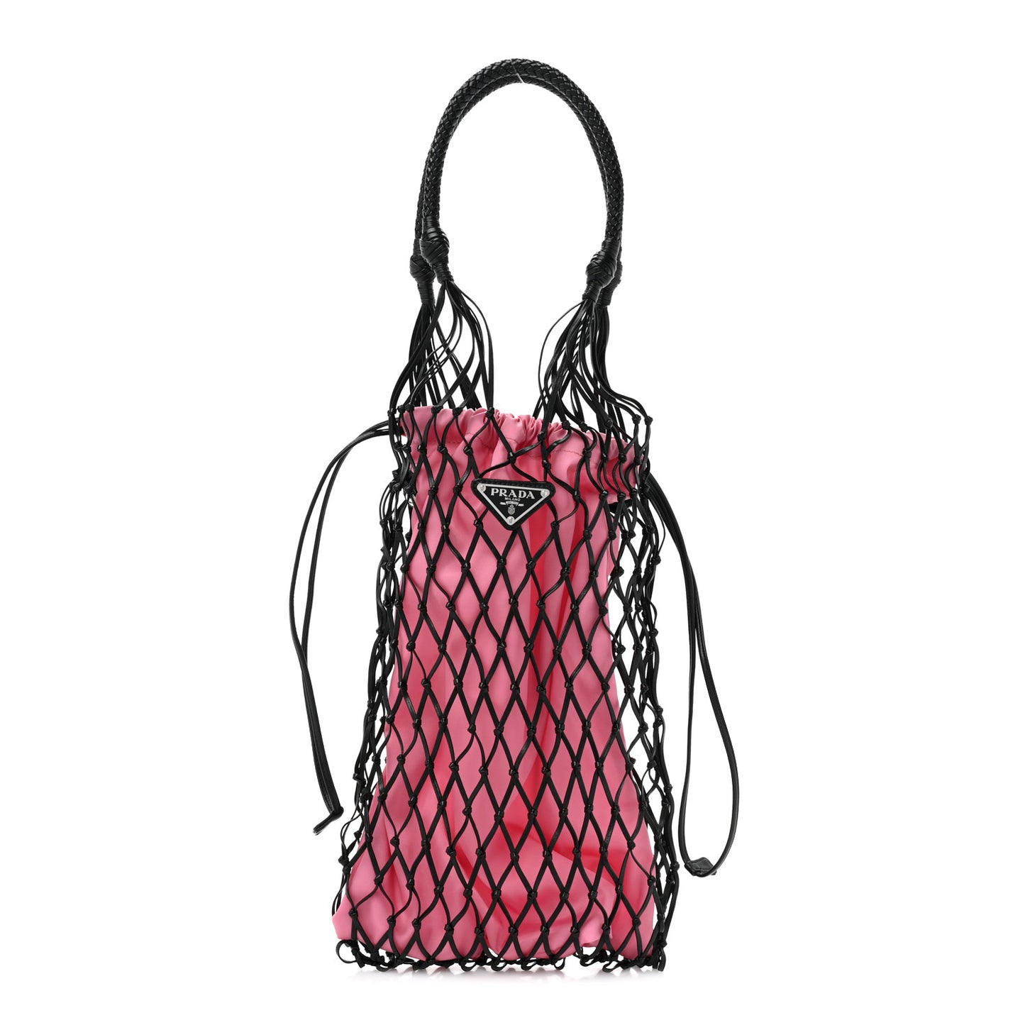 Satin Net Bucket Bag Fuxia Black