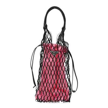 Prada Satin Net Bucket Bag Fuxia Black 1 of 8