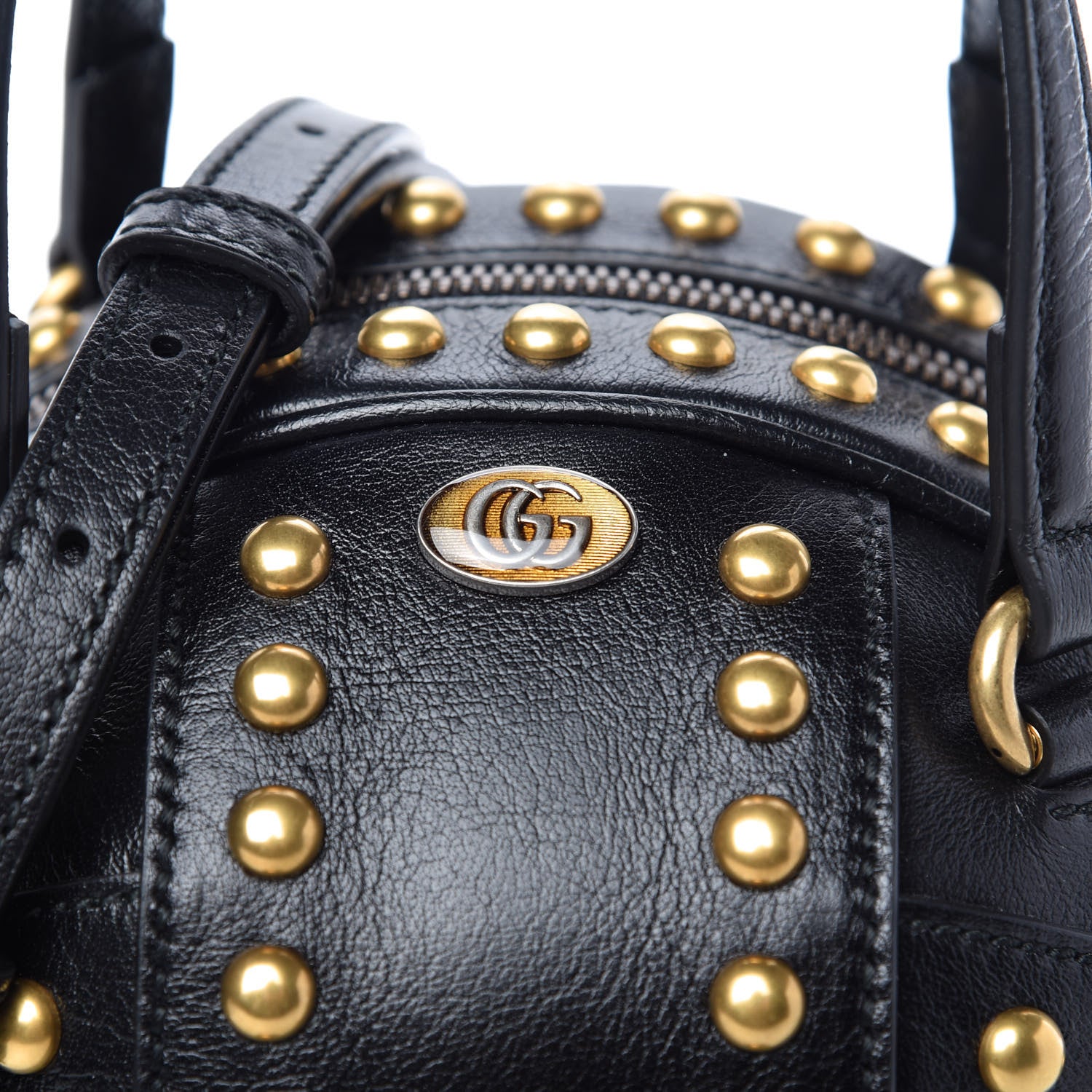 Gucci Calfskin Studded Mini Tifosa Baseball Shaped Shoulder Bag Black 10 of 10