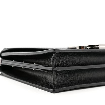 Saint Laurent Grain De Poudre Monogram Cassandra Clasp Bag Black Rouge Legion 9 of 10