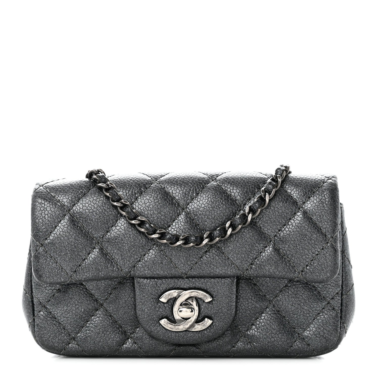 Chanel Metallic Caviar Quilted Extra Mini Flap Dark Grey 1 of 10