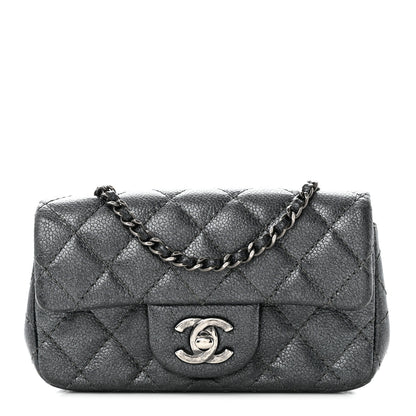 Chanel Metallic Caviar Quilted Extra Mini Flap Dark Grey 1 of 10