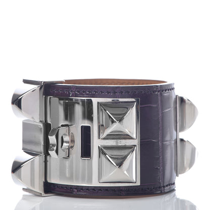 Hermes Matte Alligator Collier De Chien CDC Bracelet S Amethyst 3 of 7