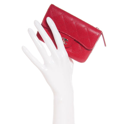 Chanel Caviar Quilted Coin Purse Red 2 of 19