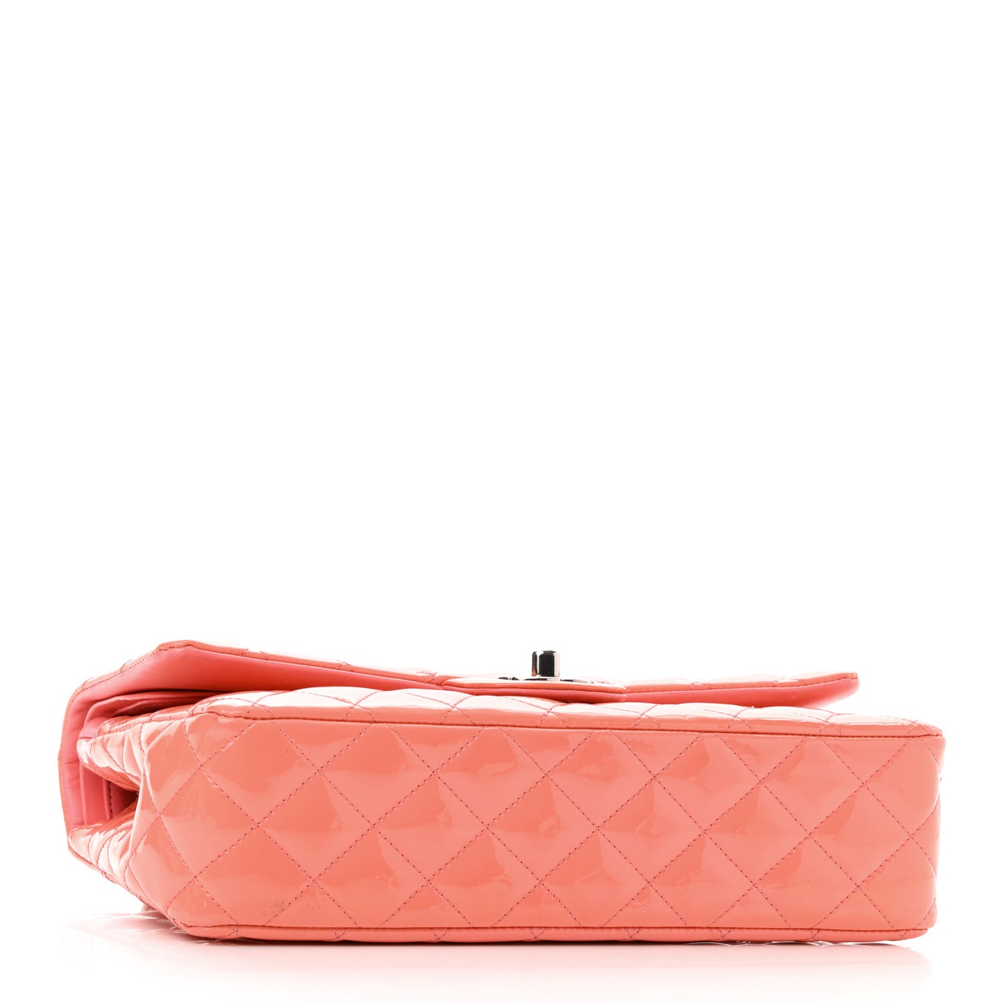 Patent Quilted Medium Double Flap Coral