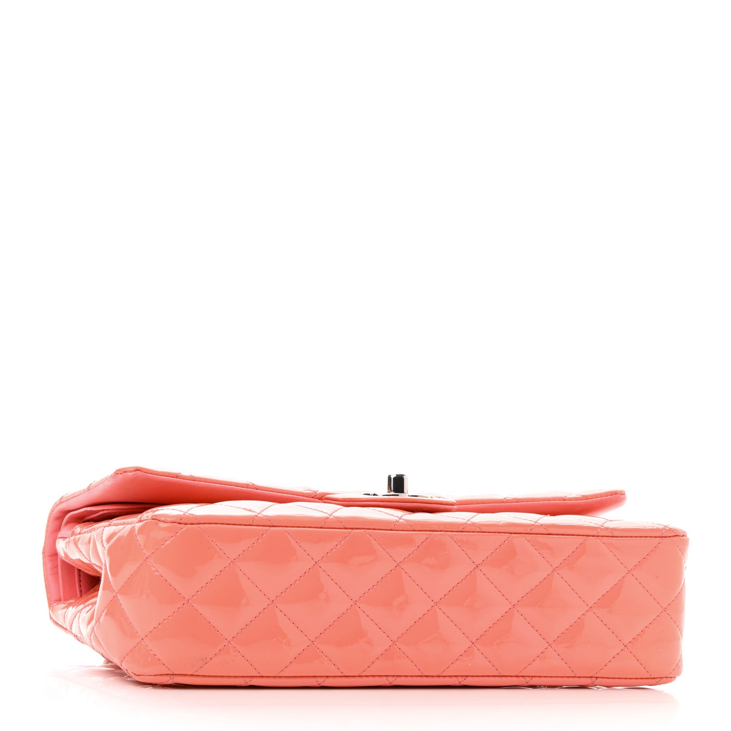 Chanel Patent Quilted Medium Double Flap Coral 4 of 14