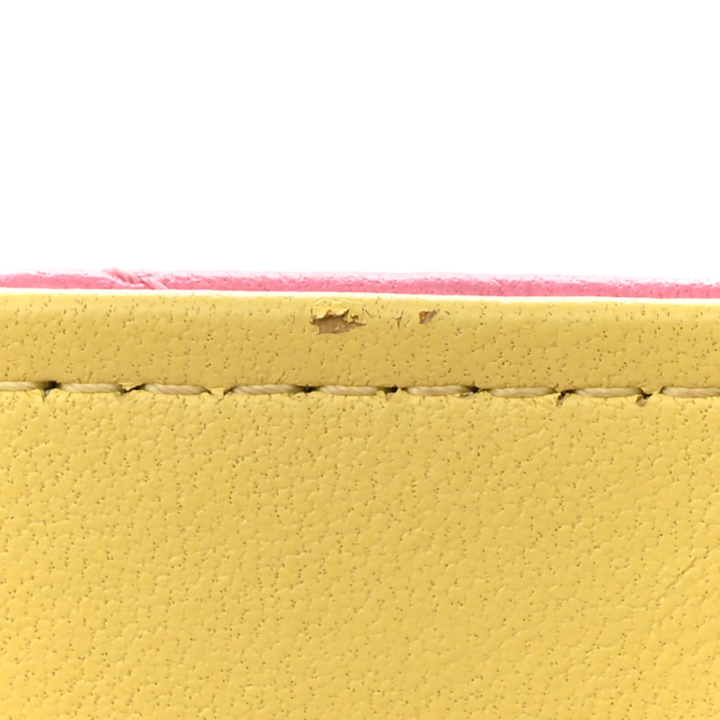 Lambskin Quilted Wallet On Chain WOC Pink Yellow