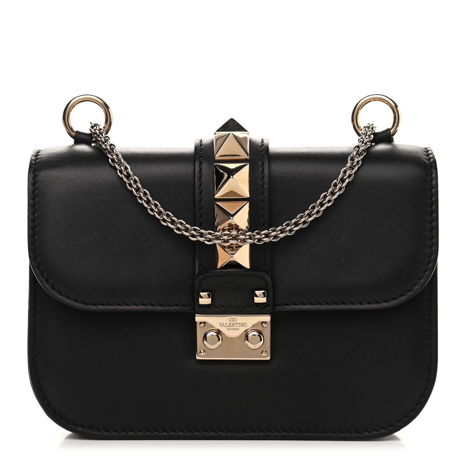 Valentino Garavani Vitello Small Glam Lock Rockstud Flap Black 1 of 9