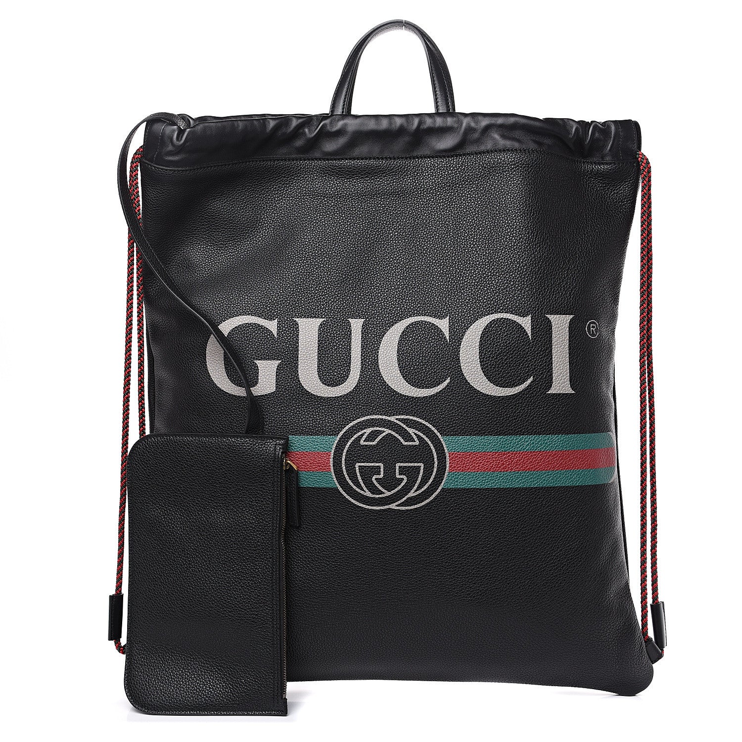 Gucci Calfskin Logo Drawstring Backpack Black 2 of 10