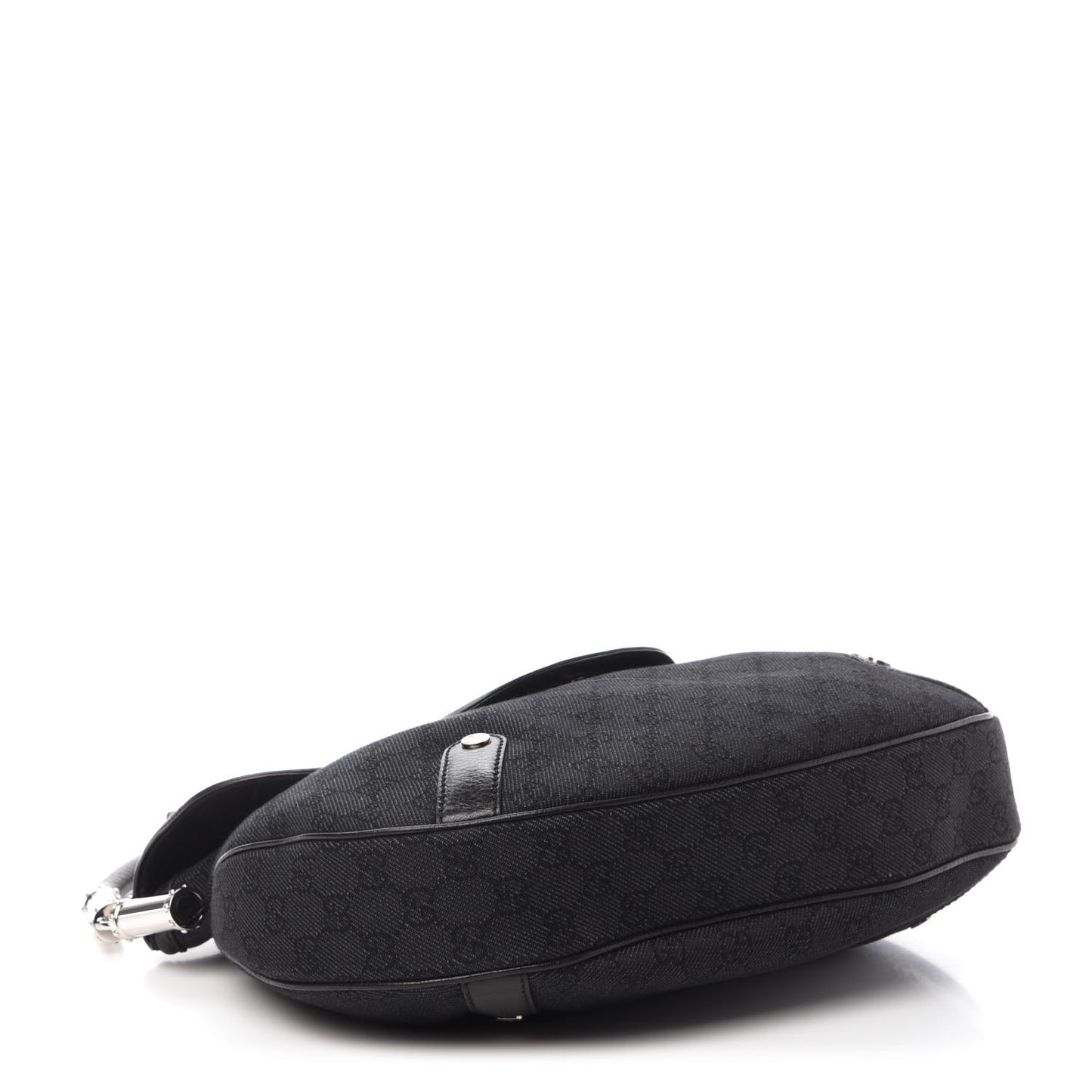 Denim Monogram Britt Tassel Shoulder Bag Black