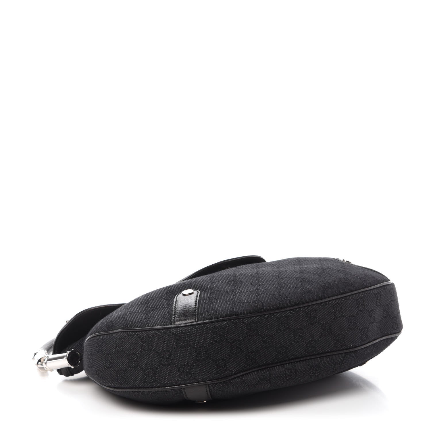 Gucci Denim Monogram Britt Tassel Shoulder Bag Black 4 of 10