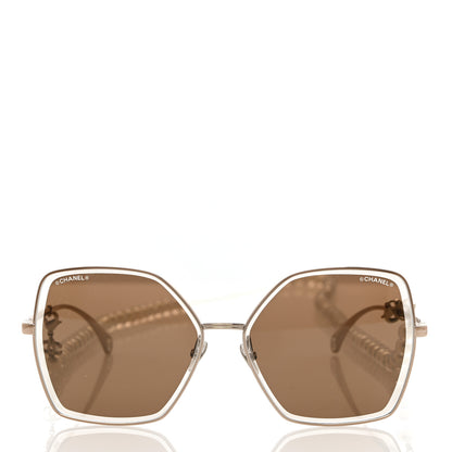 Chanel Butterfly Removable Pearl Chain Sunglasses 4262 Brown 2 of 8