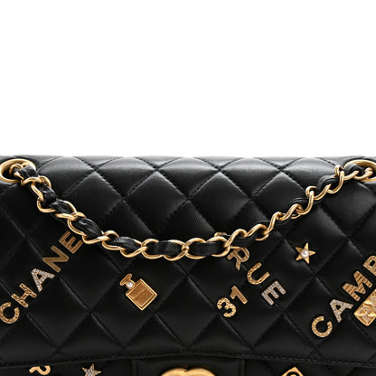 Chanel Lambskin Quilted Medium Rue Cambon Charms Double Flap Black 8 of 14