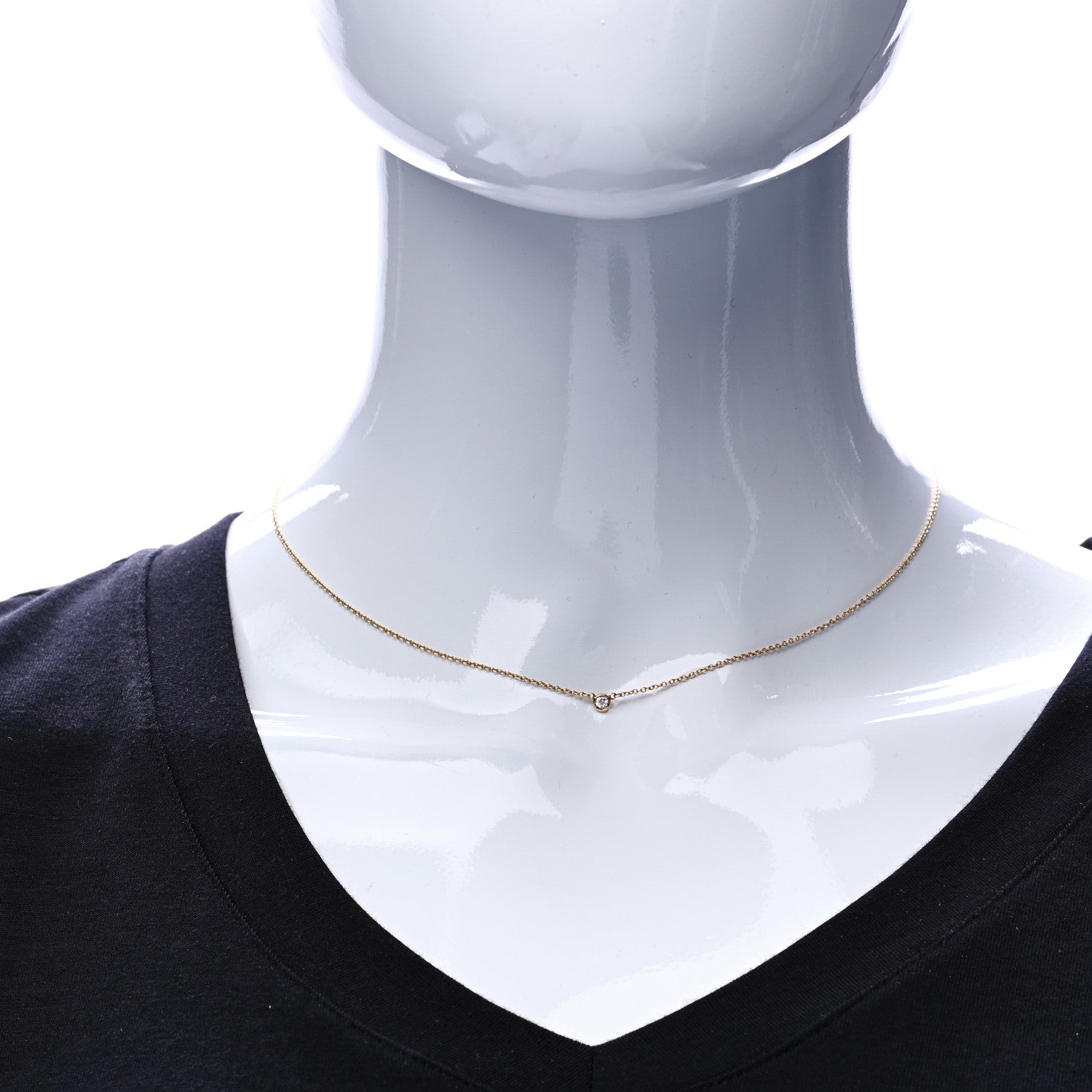 Tiffany 18K Yellow Gold Diamond .03ct Elsa Peretti Diamonds by the Yard Pendant Necklace 2 of 6