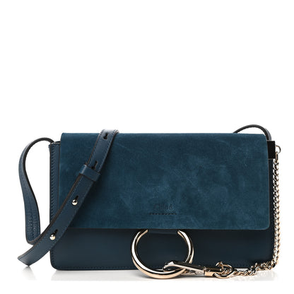Chloe Suede Calfskin Small Faye Shoulder Bag Majolica Blue 1 of 4