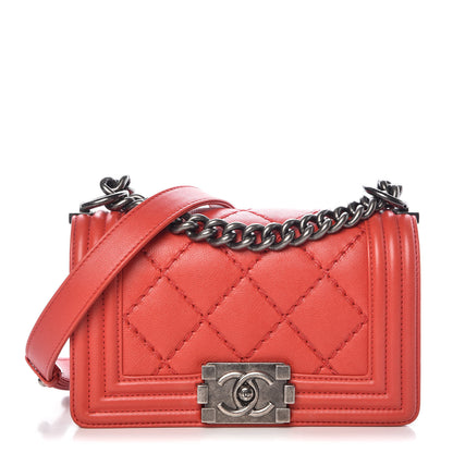 Chanel Calfskin Double Stitch Small Boy Flap Red 1 of 12