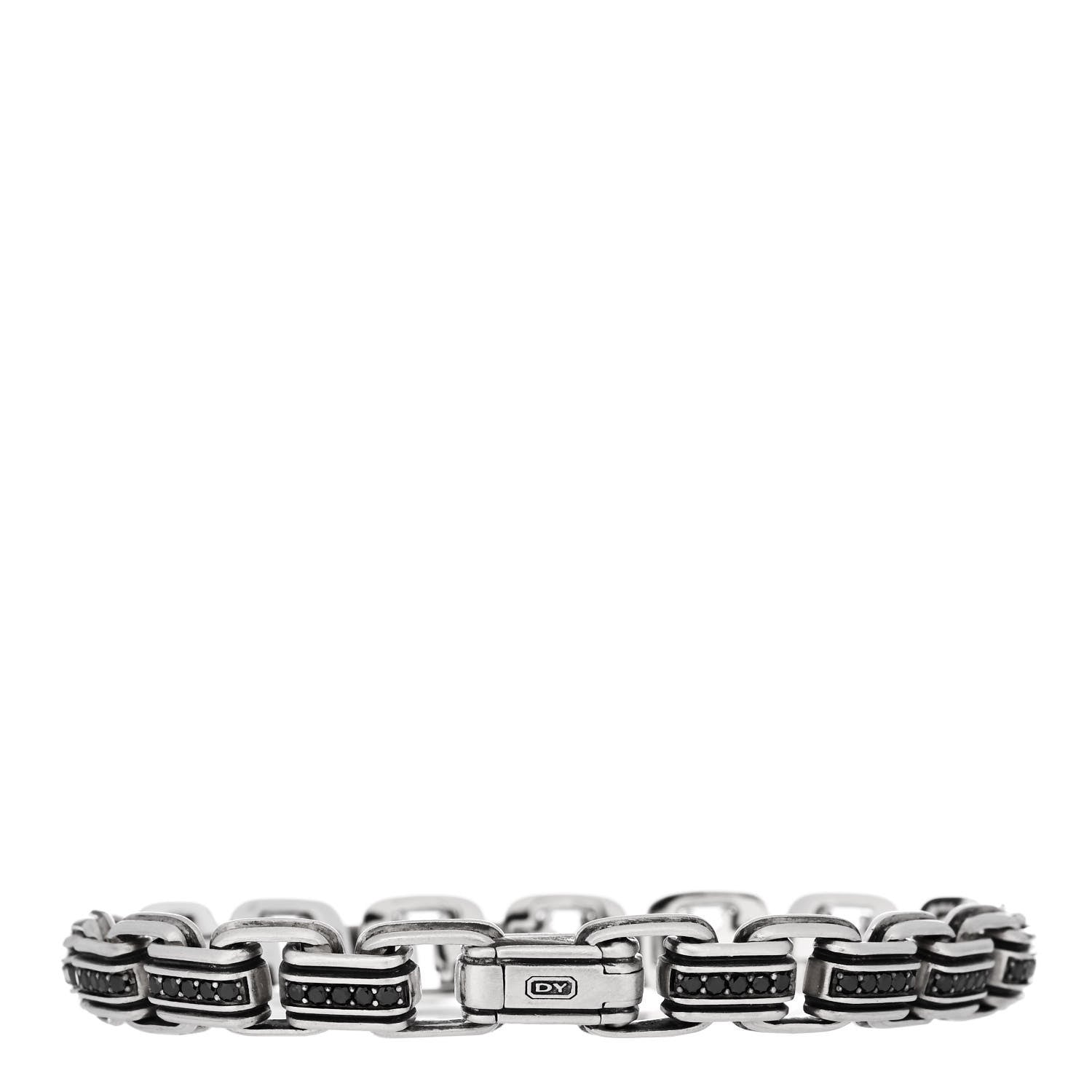 David Yurman Sterling Silver Black Diamond Deco Pave Chain Link Bracelet 2 of 4