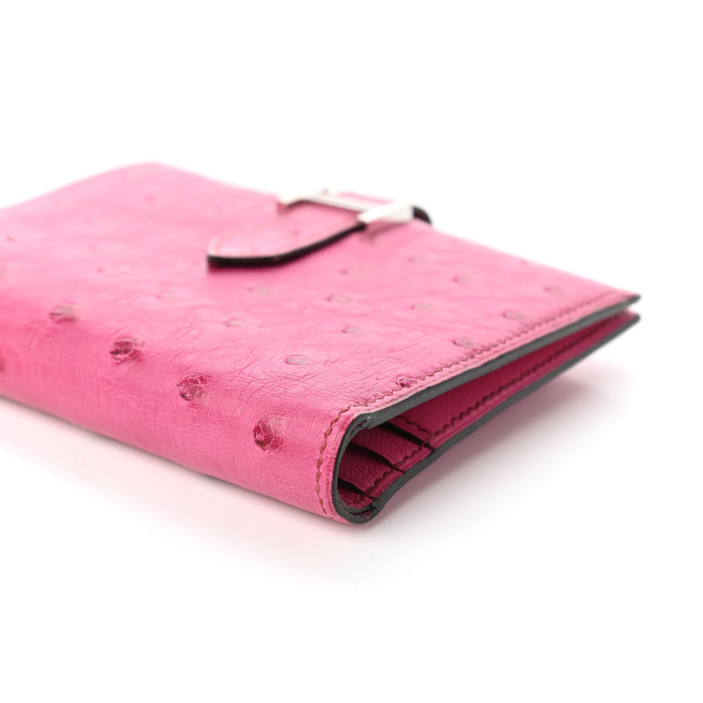 Ostrich Bearn Compact Wallet Fuchsia
