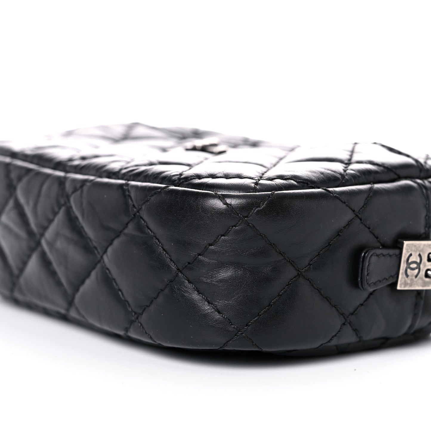 Aged Calfskin Quilted Mini Reissue Camera Case Black