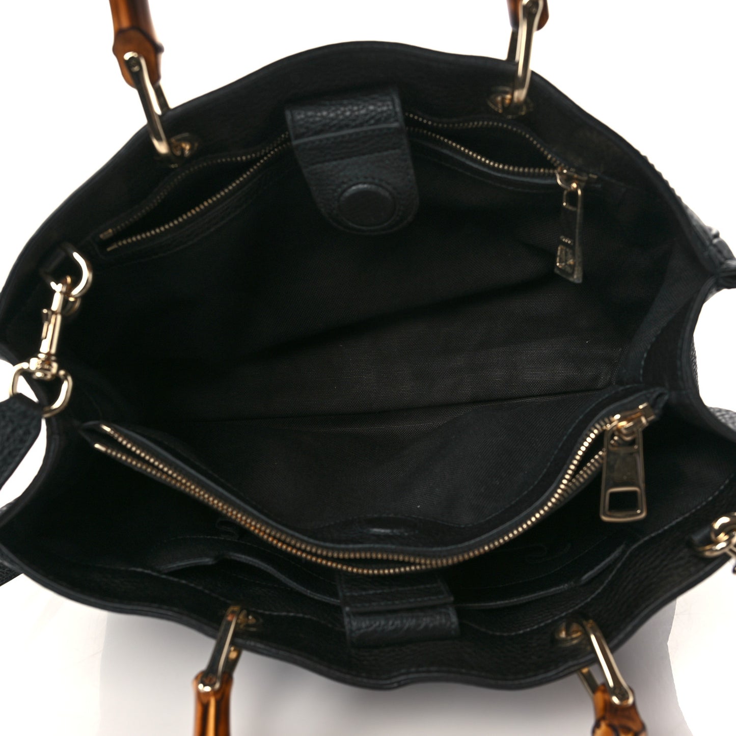 Pebbled Calfskin Medium Bamboo Shopper Tote Black