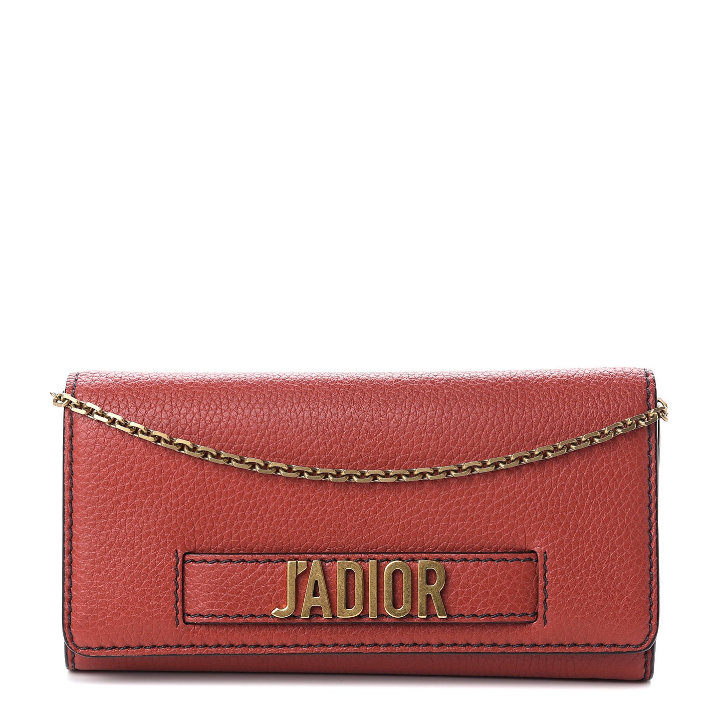 Grained Lambskin J'adior Croisiere Chain Wallet Red
