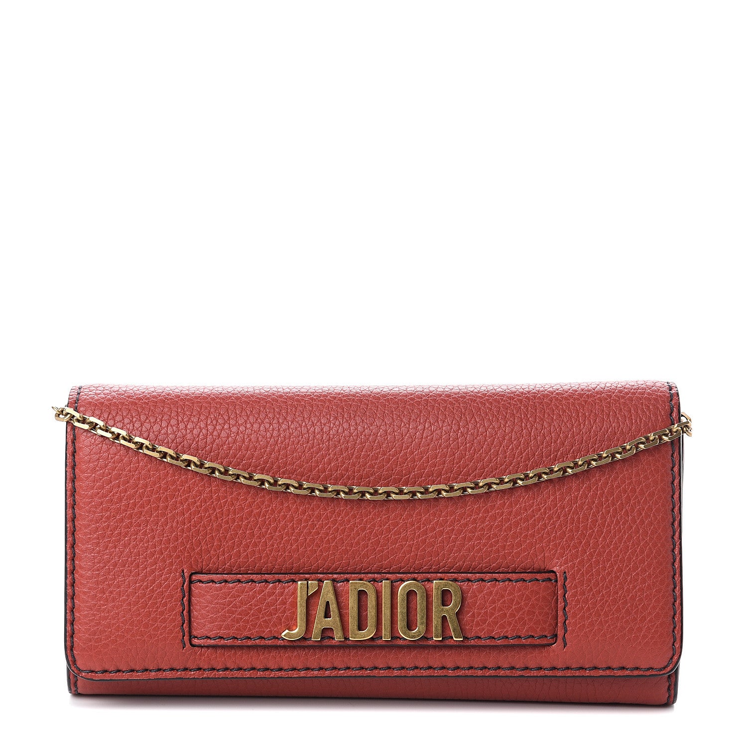Christian Dior Grained Lambskin J'adior Croisiere Chain Wallet Red 1 of 8