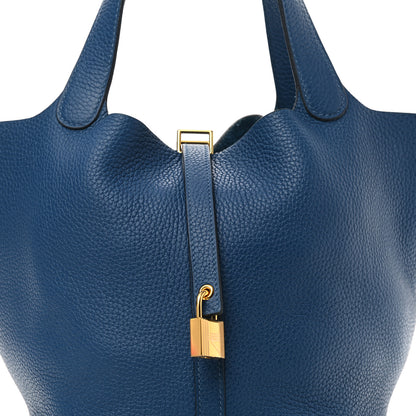 Hermes Taurillon Clemence Picotin Lock 22 MM Bleu Agate 8 of 11