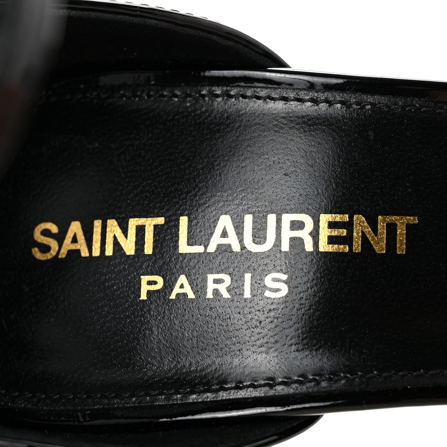 Saint Laurent Patent Calfskin Opyum 110 Sandals 38 Black Gold 8 of 11