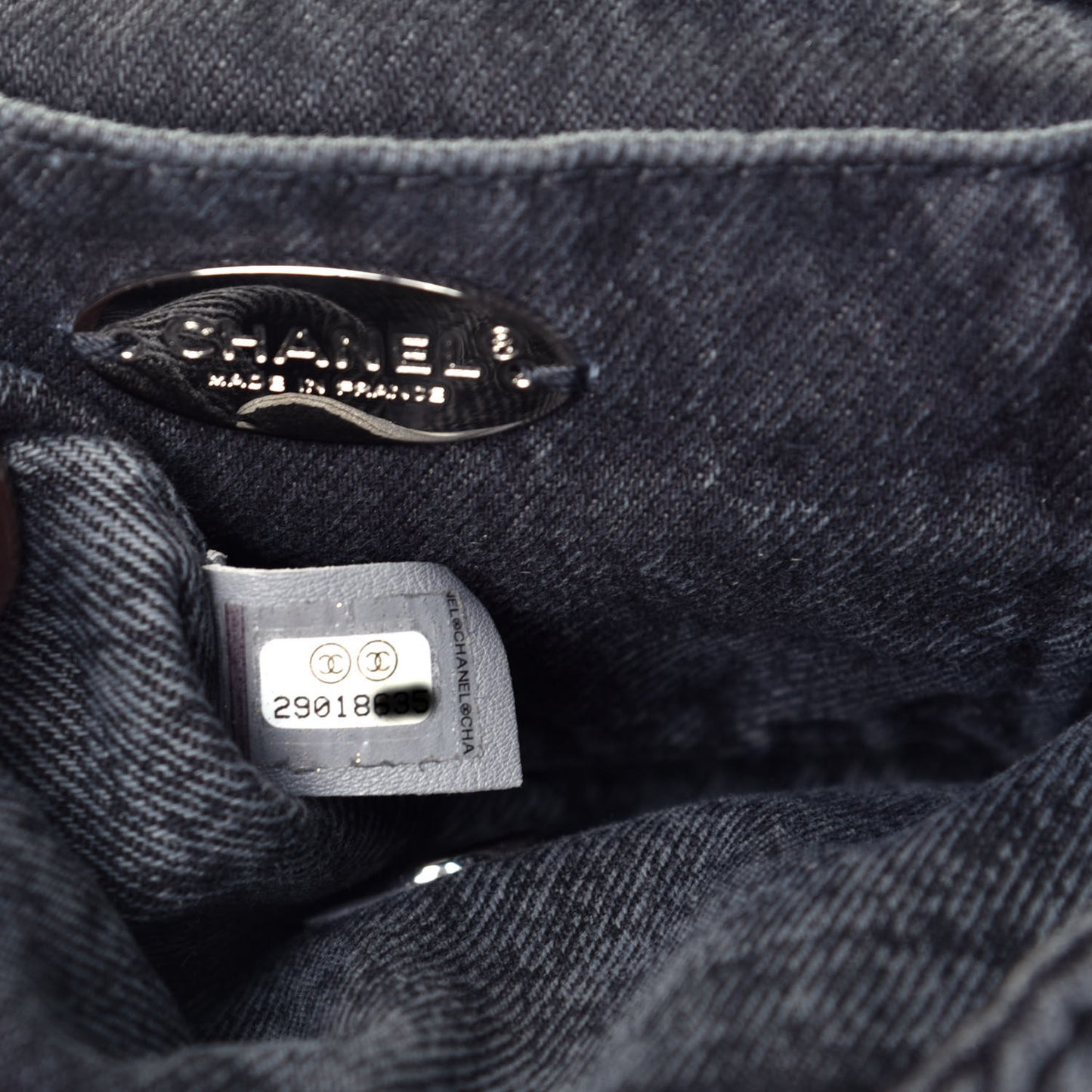 Washed Denim Quilted Small Denimpression Flap Grey Black