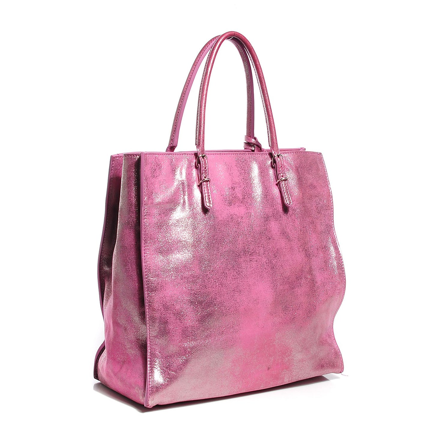 Metallic Calfskin Milkyway Papier A4 Tote Fuchsia