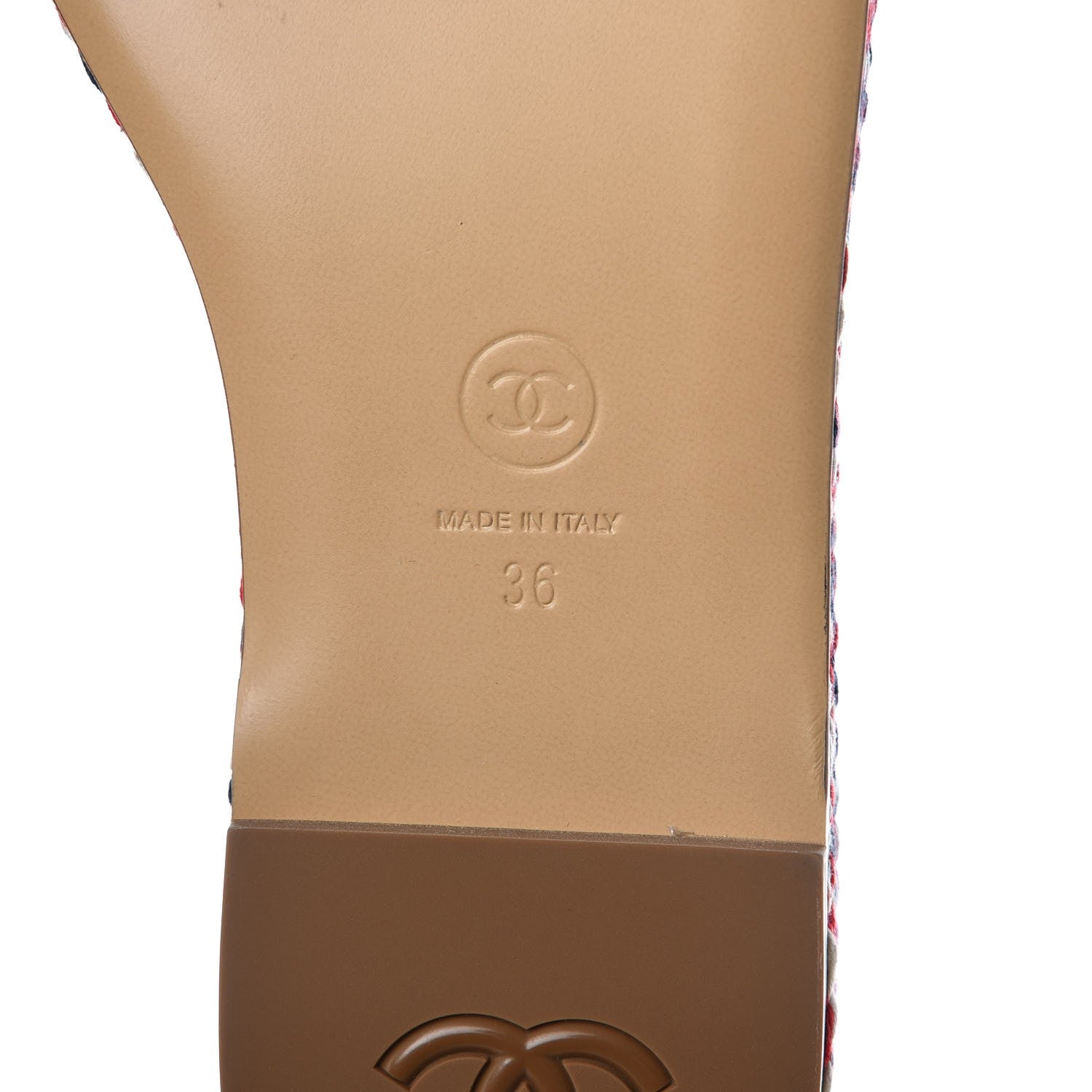 Chanel Cord CC Espadrille Slip On Sandals 36 Red Blue White 7 of 9