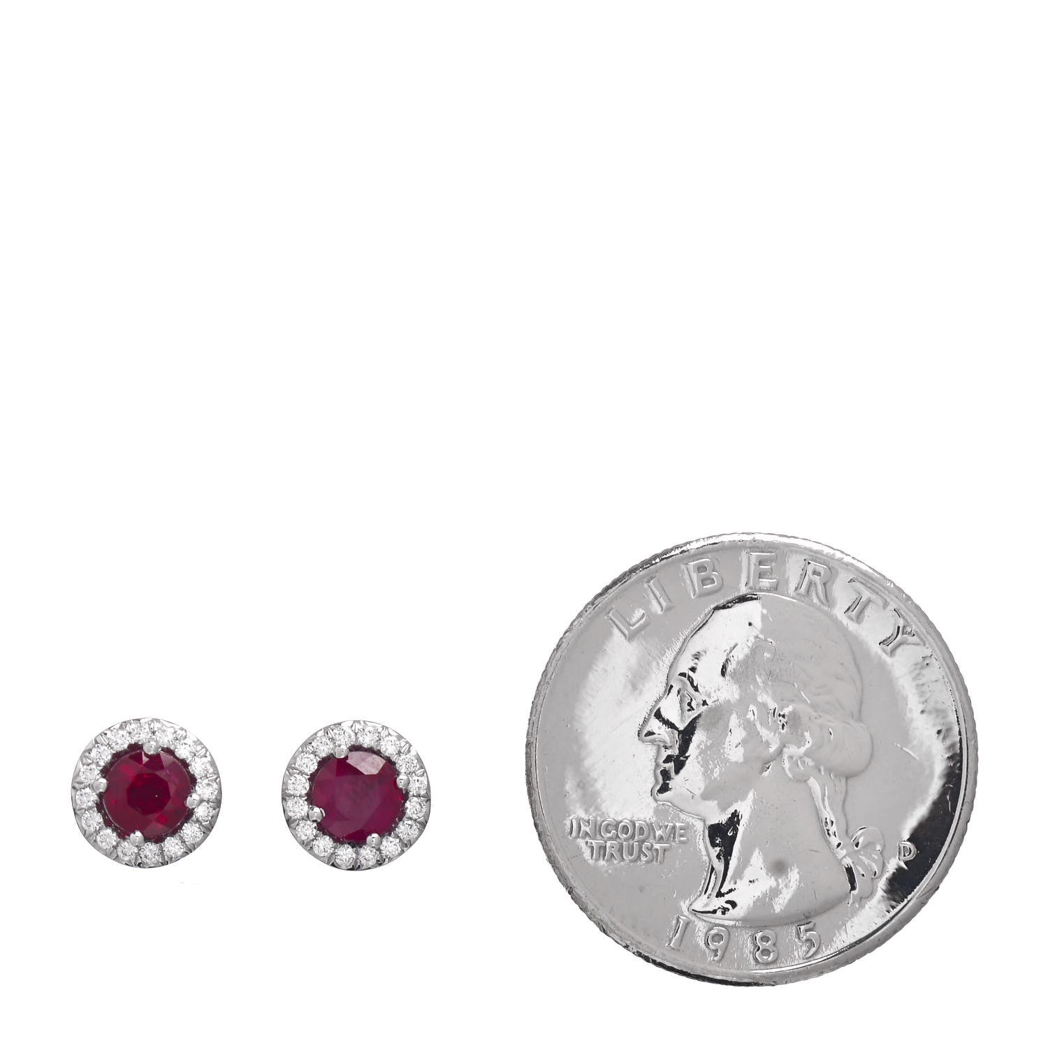 Tiffany Platinum Diamond Ruby Soleste Earrings 2 of 5