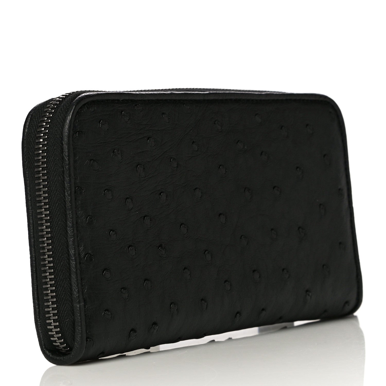 Bottega Veneta Ostrich Zip Around Wallet Black 3 of 11