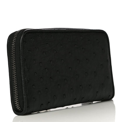 Bottega Veneta Ostrich Zip Around Wallet Black 3 of 11